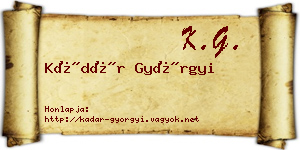 Kádár Györgyi névjegykártya